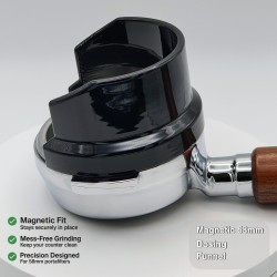 58mm Coffee Dosing Funnel – Magnetic Fit for Allground Grinder – Black Portafilter Ring
