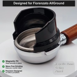 58mm Coffee Dosing Funnel – Magnetic Fit for Allground Grinder – Black Portafilter Ring