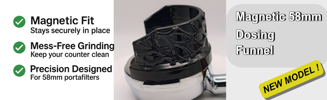 Magnetic Dosing Funnel – 58mm Portafilter | Compatible with Fiorenzato Allground Grinder